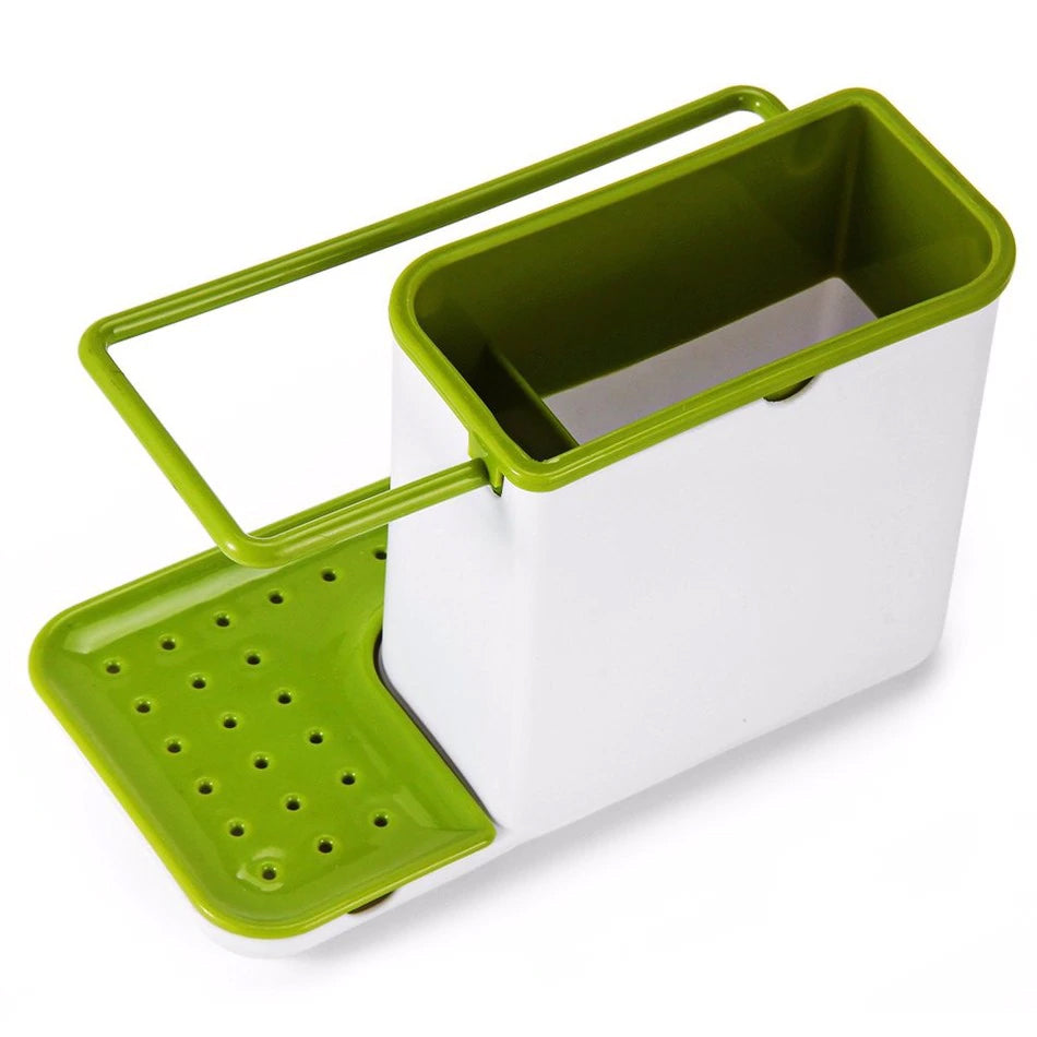 3-in-1 Premium Kitchen Sink Organizer – Self-Draining Sponge, Brush & Cloth Holder Rack