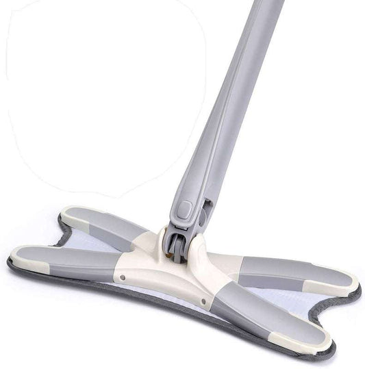Hands-free Squeeze X-Mop by Carevix with 360° rotating microfiber flat mop head for easy cleaning and versatile use.