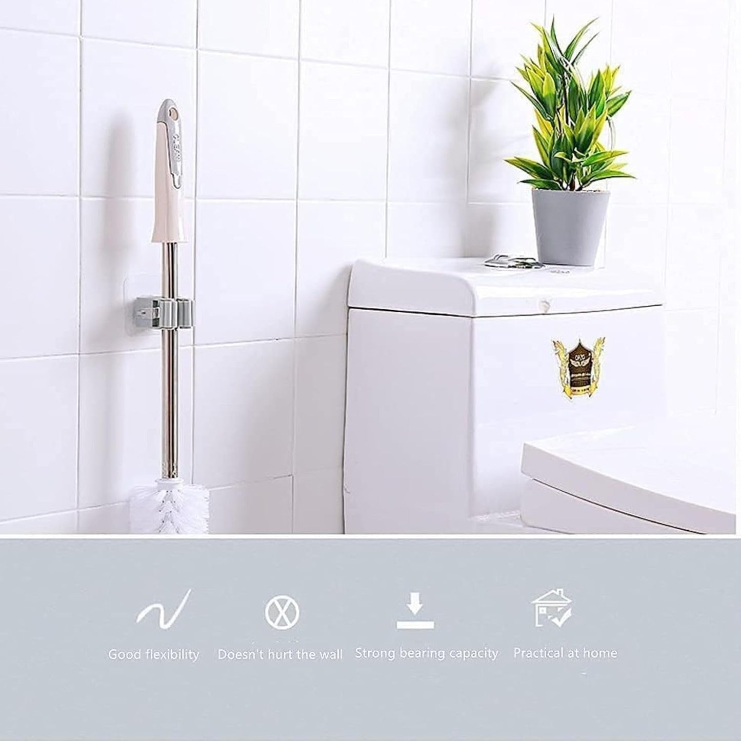 1 Pc Self-Adhesive Mop & Broom Holder – Wall Mounted Magic Organizer for Cleaning Tools (Random Color)