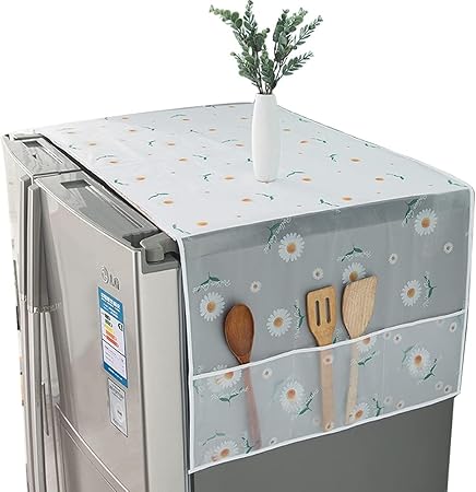 Premium Waterproof & Dustproof Refrigerator Top Cover with Storage Pockets