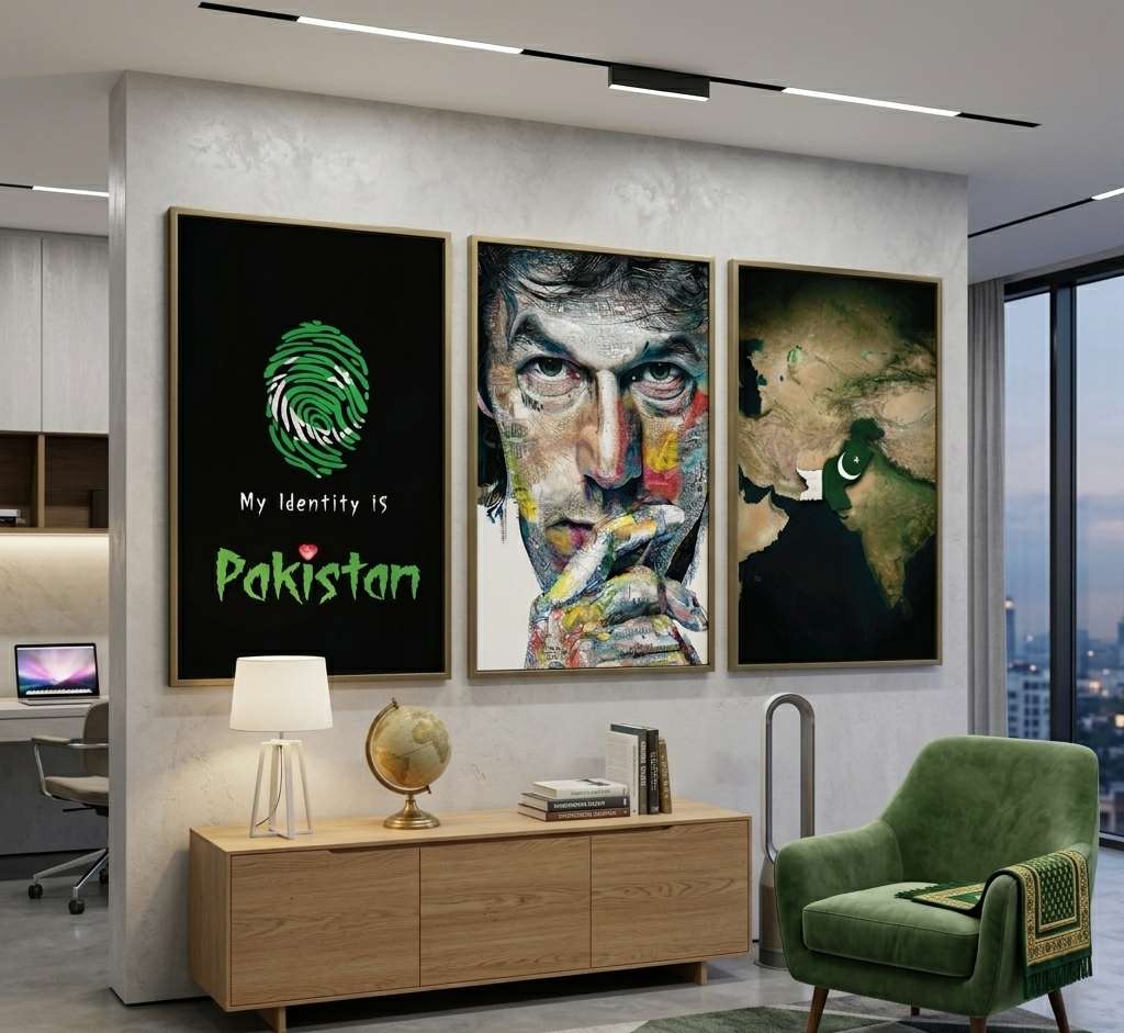 Set of 3 Pakistan Patriot & Imran Khan Premium MDF Wall Art Photo Tiles (8x11 Inches)