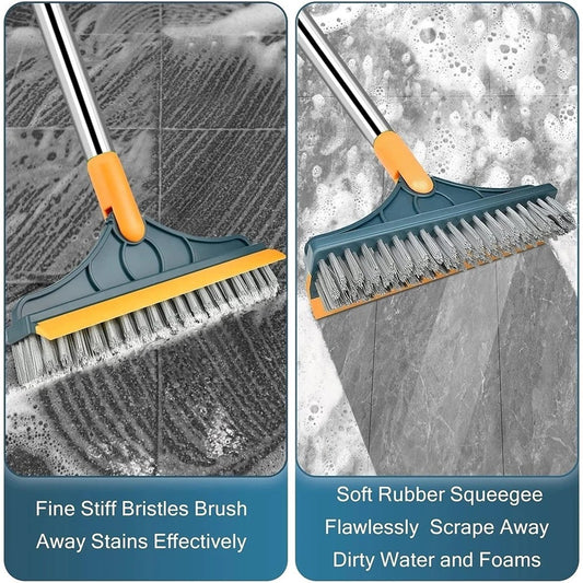 Carevix heavy duty floor scrubber with 120° triangular rotating head and built-in squeegee for deep corner and gap cleaning.