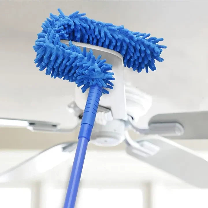 Carevix flexible microfiber duster with stainless steel telescopic handle, extendable and bendable fan cleaner in black and gray.