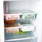 Stretchable plastic fridge storage basket by Carevix Store, versatile food organizer with adjustable compartments for efficient fridge organization.