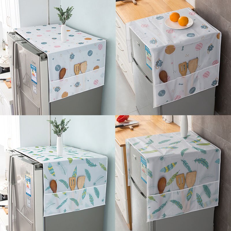 Premium Waterproof & Dustproof Refrigerator Top Cover with Storage Pockets