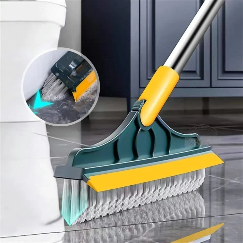 Carevix heavy-duty floor scrubber with 120° triangular rotating head and built-in squeegee for deep corner and gap cleaning