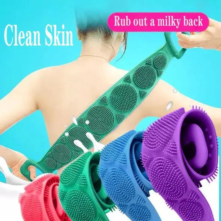 Premium Silicone Double-Sided Bath Towel Scrubber – Flexible Exfoliating Body Massage Belt for Deep Pore Cleaning