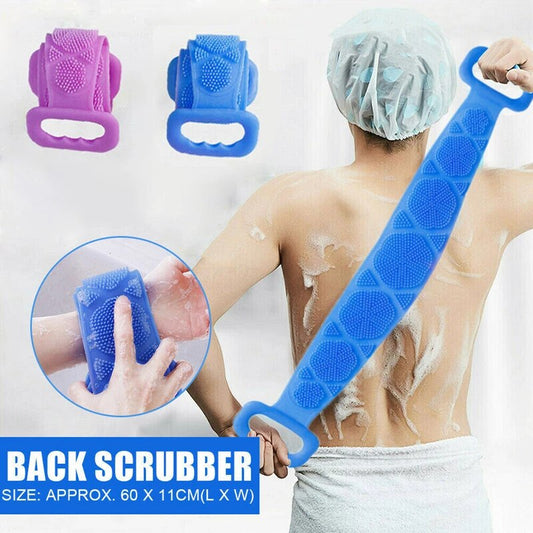 Premium Silicone Double-Sided Bath Towel Scrubber – Flexible Exfoliating Body Massage Belt for Deep Pore Cleaning