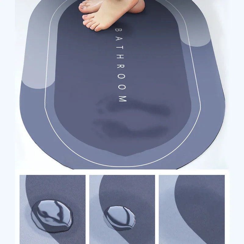 Carevix Super Absorbent Quick Drying Bath Mat with non-slip surface and modern welcome design, perfect for bathroom safety and style.