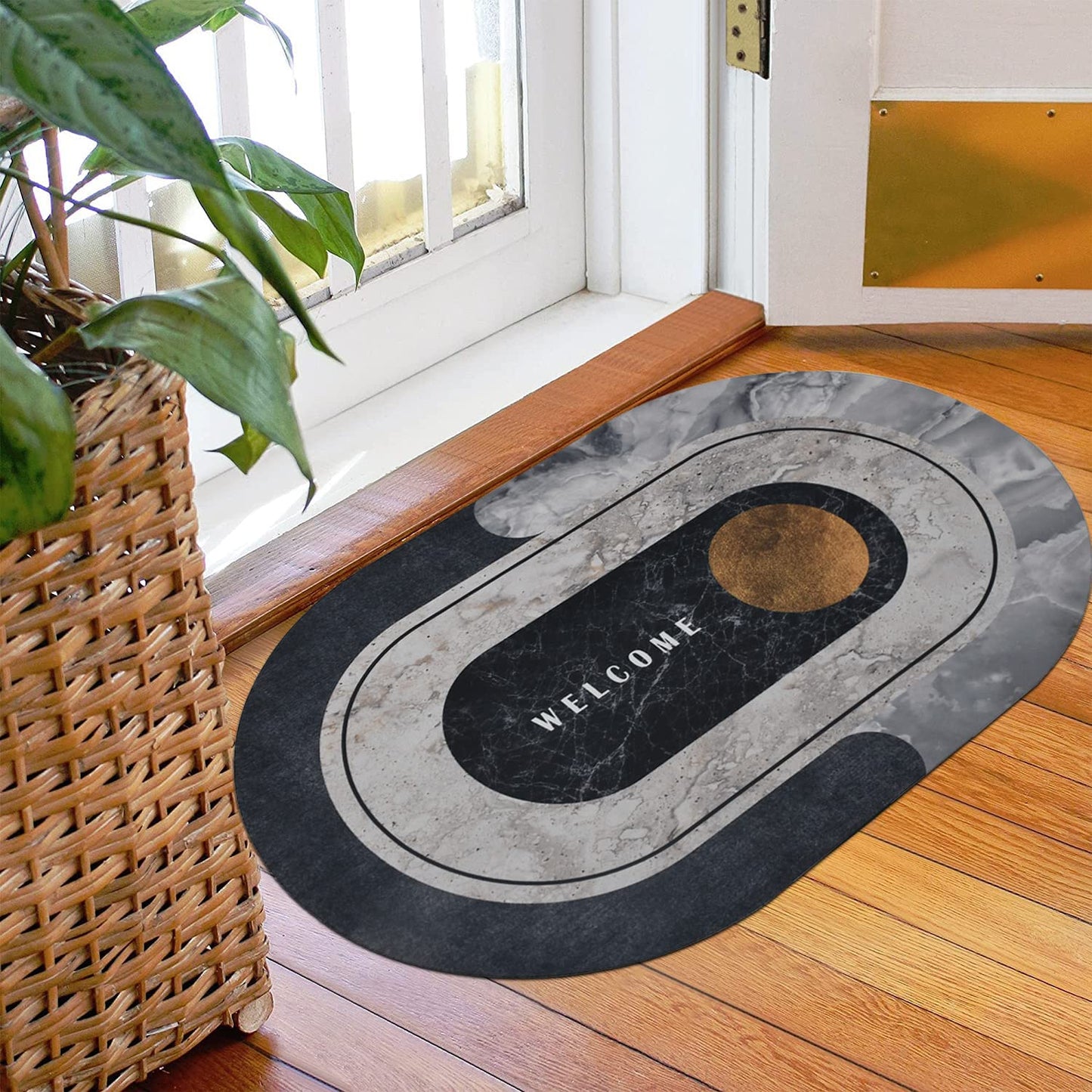 Carevix Super Absorbent Quick Drying Bath Mat with non-slip surface and modern design, perfect for bathroom welcome doormat.