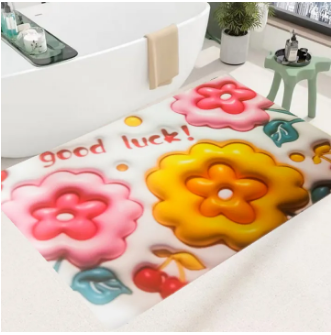 Carevix 3D visual illusion bath mat featuring quick-drying, super absorbent, non-slip design for bathroom safety and comfort.