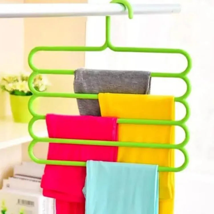 Carevix 5-Layer Space Saving Magic Hanger with non-slip hooks for organizing pants, towels, and clothing efficiently in your closet
