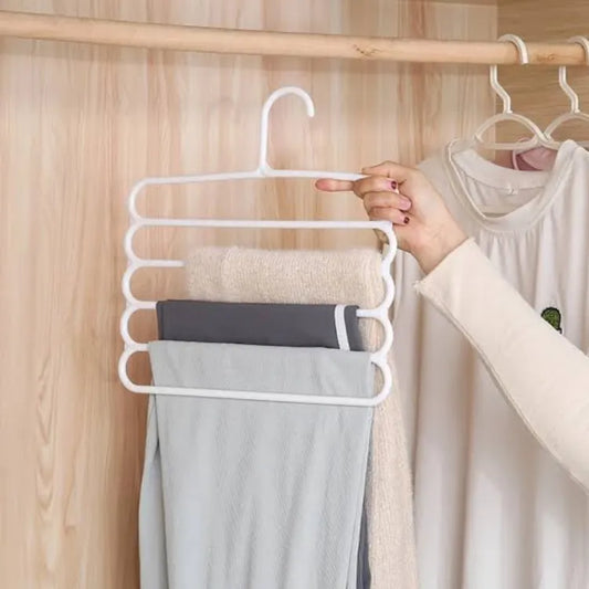 Carevix 5-Layer Space Saving Magic Hanger with non-slip design, multi-functional pants and towel organizer in a compact, modern style.
