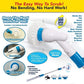 Rechargeable wireless electric spin scrubber by Carevix, showing a blue handheld cleaning brush with rotating heads for bathroom cleaning.