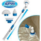 Carevix 360° electric spin scrubber with rechargeable wireless design, showing the cleaning brush and ergonomic handle.