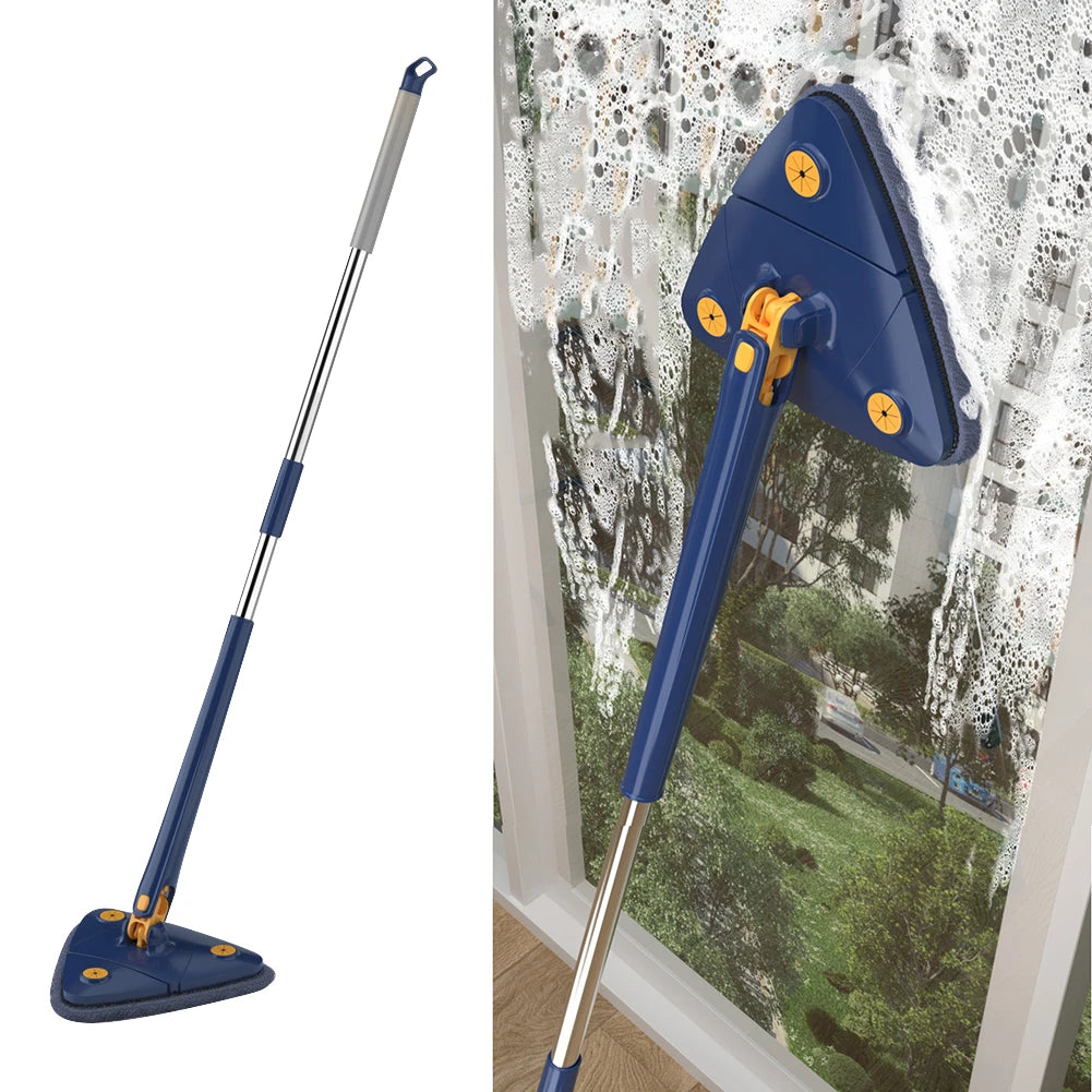 Carevix 360° rotatable triangle cleaning mop with automatic water squeezing for efficient floor and wall cleaning.