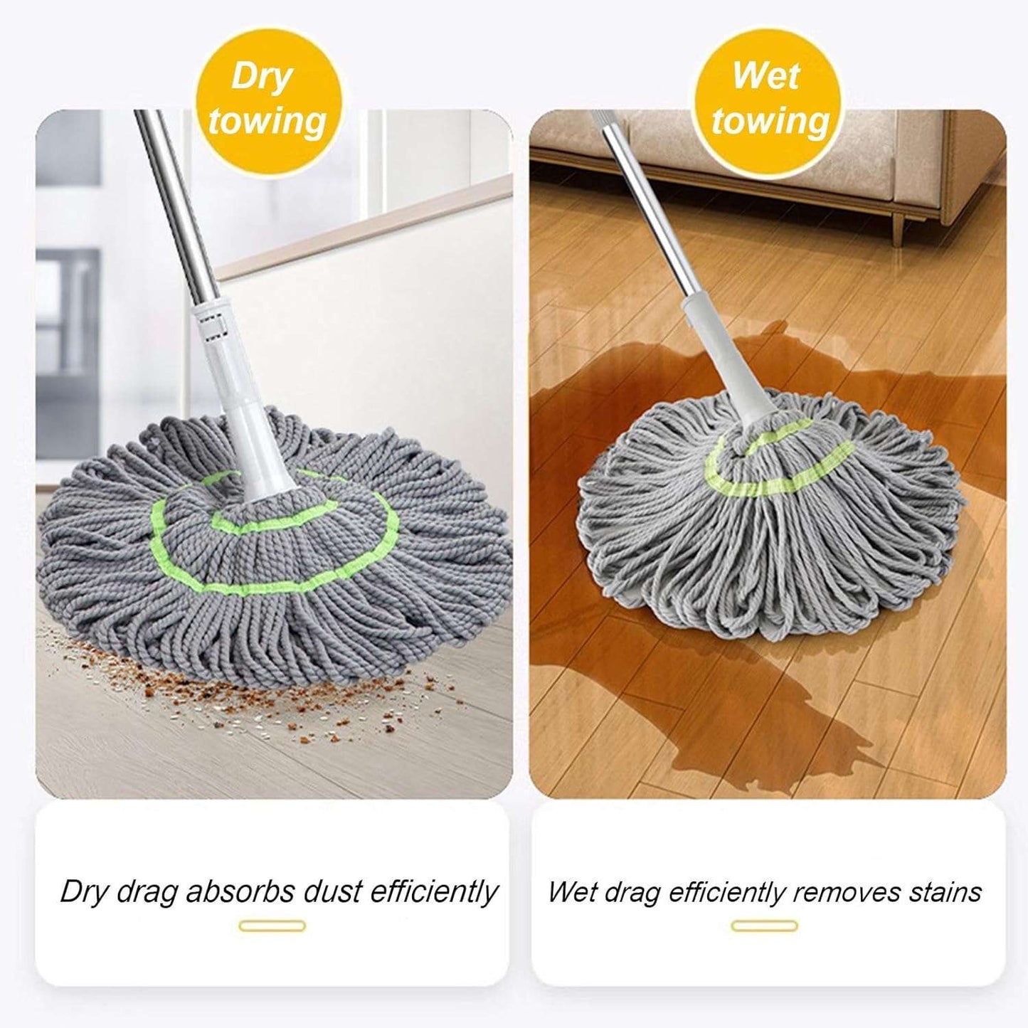 Royal's Super Absorbent Twist Mop – Heavy Duty Floor Cleaner with Built-in Scrubber