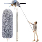 Carevix 360° flexible extendable fan and ceiling duster with telescopic cleaning brush, showing adjustable bristles and handle in use.