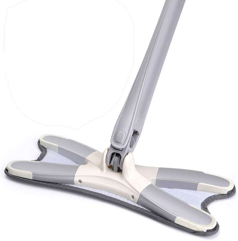 Hands-free Squeeze X-Mop by Carevix with 360° rotating microfiber flat mop head for easy cleaning and versatile use.