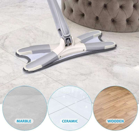 Carevix Hands-Free Squeeze X-Mop with 360° rotating microfiber flat mop head for efficient cleaning and easy use.