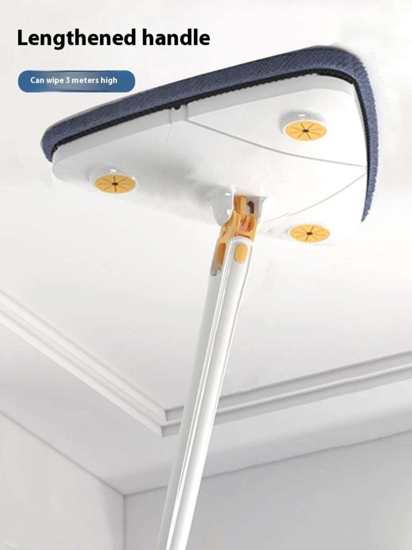 Carevix 360° rotatable triangle cleaning mop with automatic water squeezing for floor and wall cleaning, featuring a durable design.