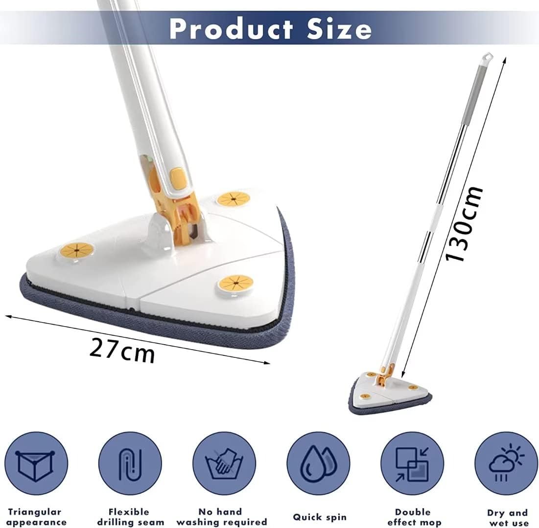 Carevix 360° rotatable triangle cleaning mop with automatic water squeezing for floor and wall cleaning in a close-up view