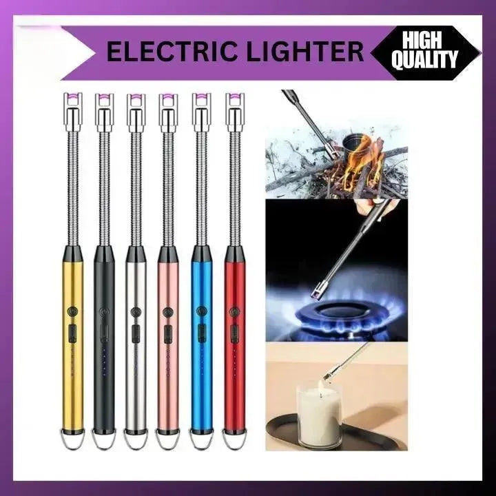 Carevix USB rechargeable electric arc BBQ lighter with windproof flameless plasma technology, shown in black with safety switch.