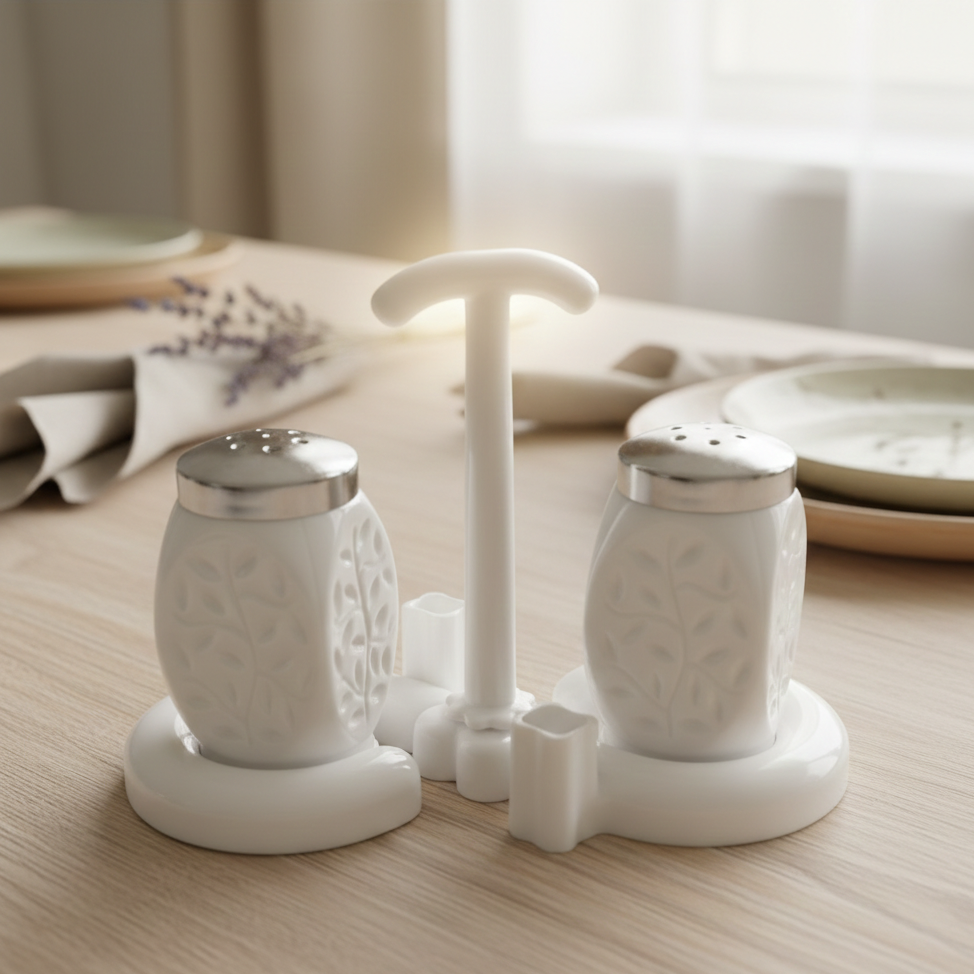 Stylish aluminium salt and sugar pot set for kitchen storage with sleek design and easy-to-use lids.