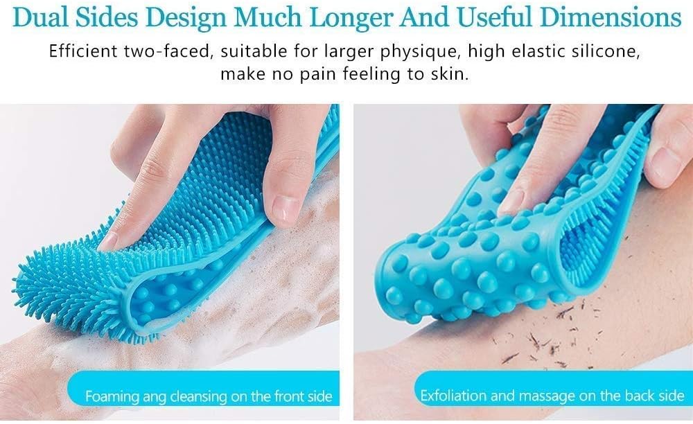 Premium Silicone Double-Sided Bath Towel Scrubber – Flexible Exfoliating Body Massage Belt for Deep Pore Cleaning