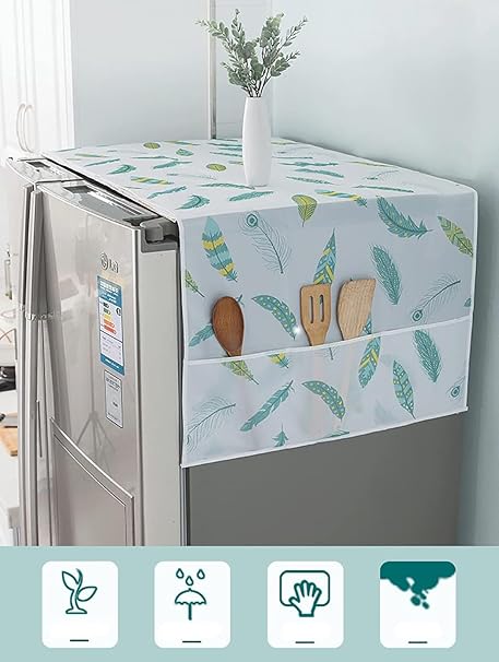 Premium Waterproof & Dustproof Refrigerator Top Cover with Storage Pockets