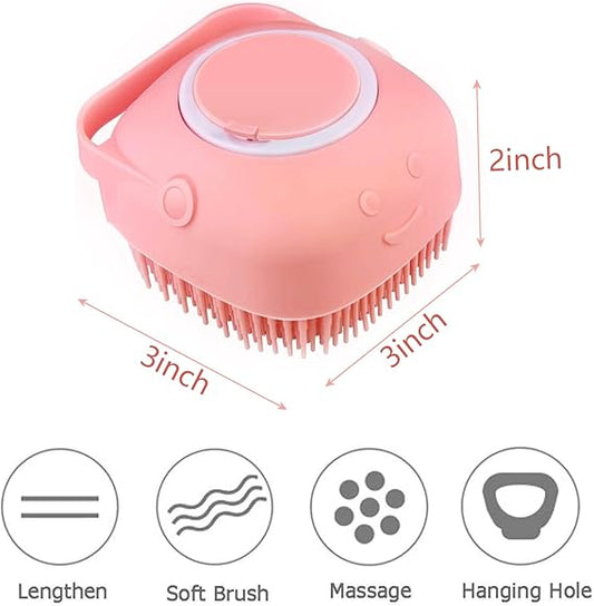 Premium Silicone Mini Bath Brush with Soap Dispenser – Ultra-Soft Hygienic Body Scrubber & Massage Brush for All Ages