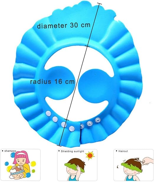 Adjustable Baby Shower Cap with Ear Protectors – Painless Waterproof Bath Visor Shield for Toddlers