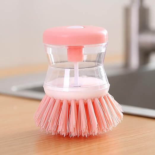 Hydraulic Liquid Soap Dispensing Pot & Dish Cleaning Brush