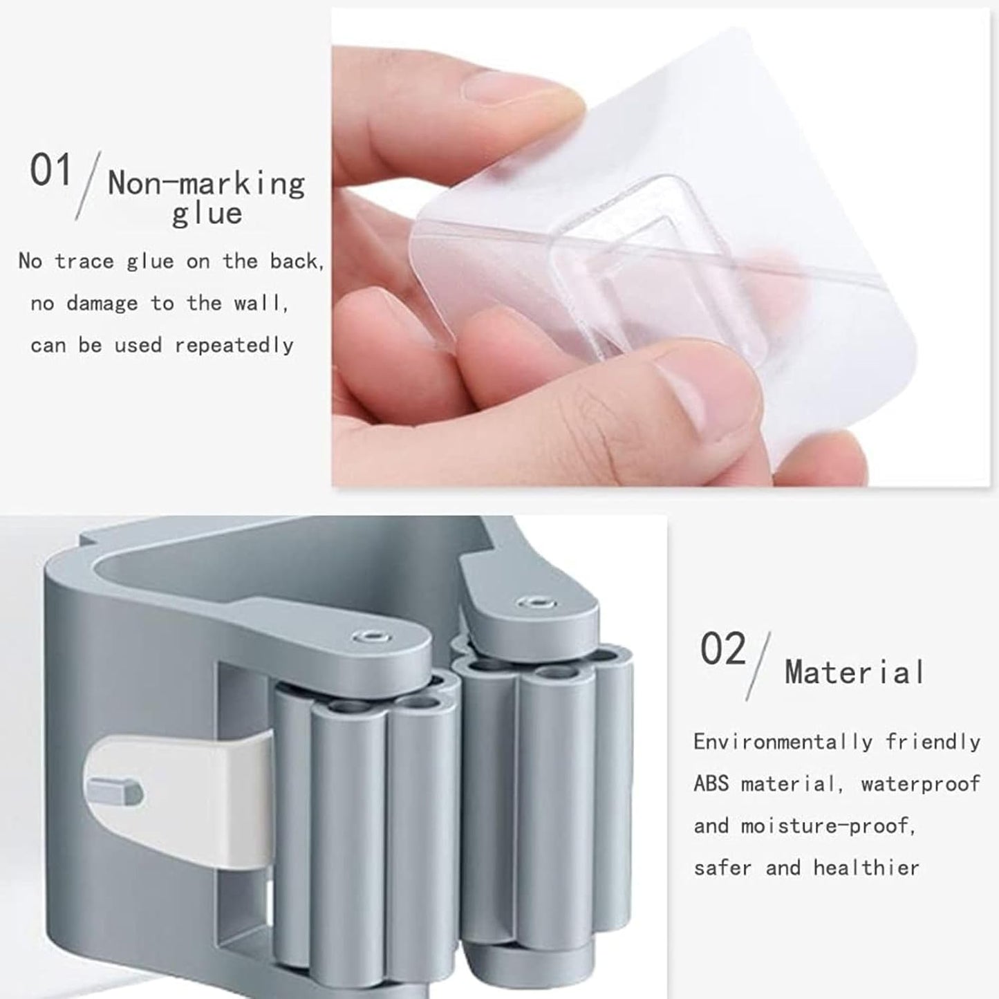 1 Pc Self-Adhesive Mop & Broom Holder – Wall Mounted Magic Organizer for Cleaning Tools (Random Color)