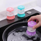 Hydraulic Liquid Soap Dispensing Pot & Dish Cleaning Brush