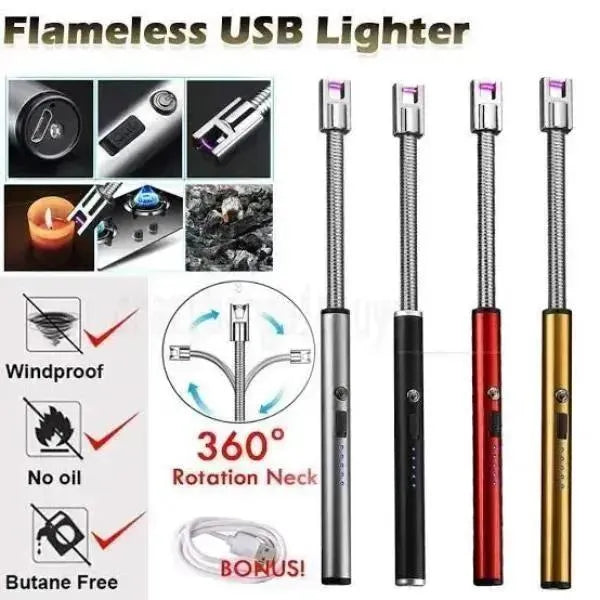 Carevix USB rechargeable electric arc BBQ lighter with windproof flameless plasma, shown emitting a blue arc for lighting grills.