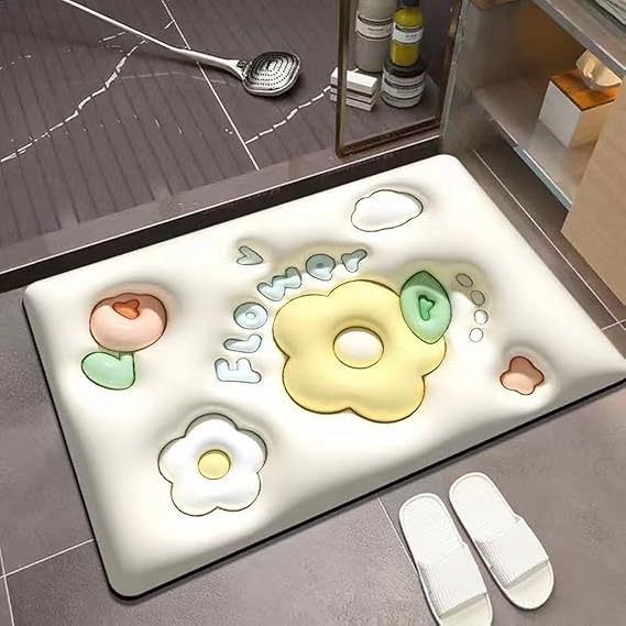 3D Visual Illusion Quick Dry Bath Mat | Super Absorbent Non Slip Floor Rug