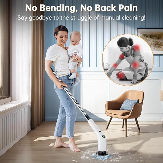 360° Electric Spin Scrubber – Rechargeable Wireless Cleaning Brush