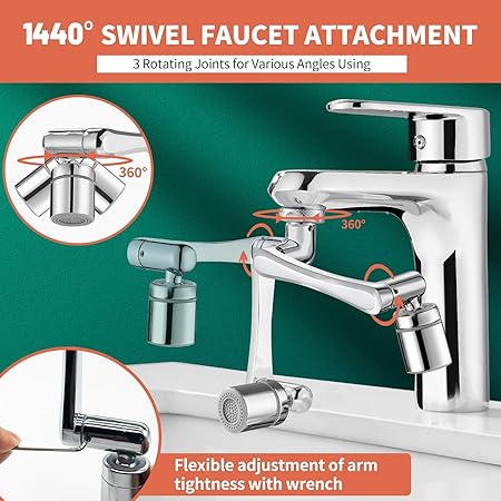 1080° Rotatable Universal Faucet Extender | Dual Mode Splash-Filter Splashback Tap Extension