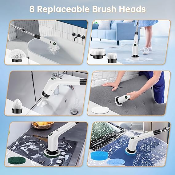 360° Electric Spin Scrubber – Rechargeable Wireless Cleaning Brush