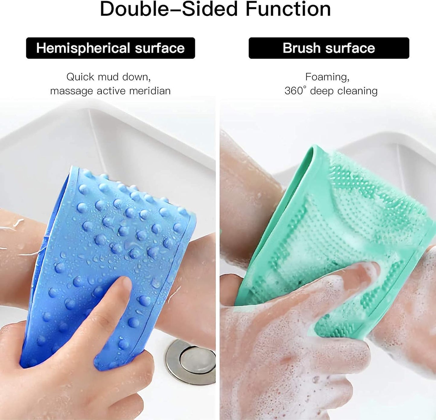 Premium Silicone Double-Sided Bath Towel Scrubber – Flexible Exfoliating Body Massage Belt for Deep Pore Cleaning