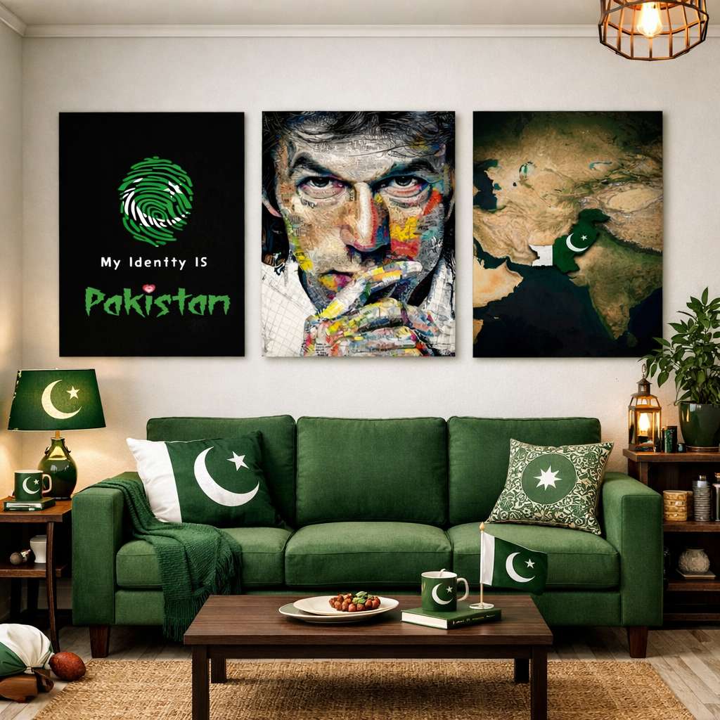 Set of 3 Pakistan Patriot & Imran Khan Premium MDF Wall Art Photo Tiles (8x11 Inches)