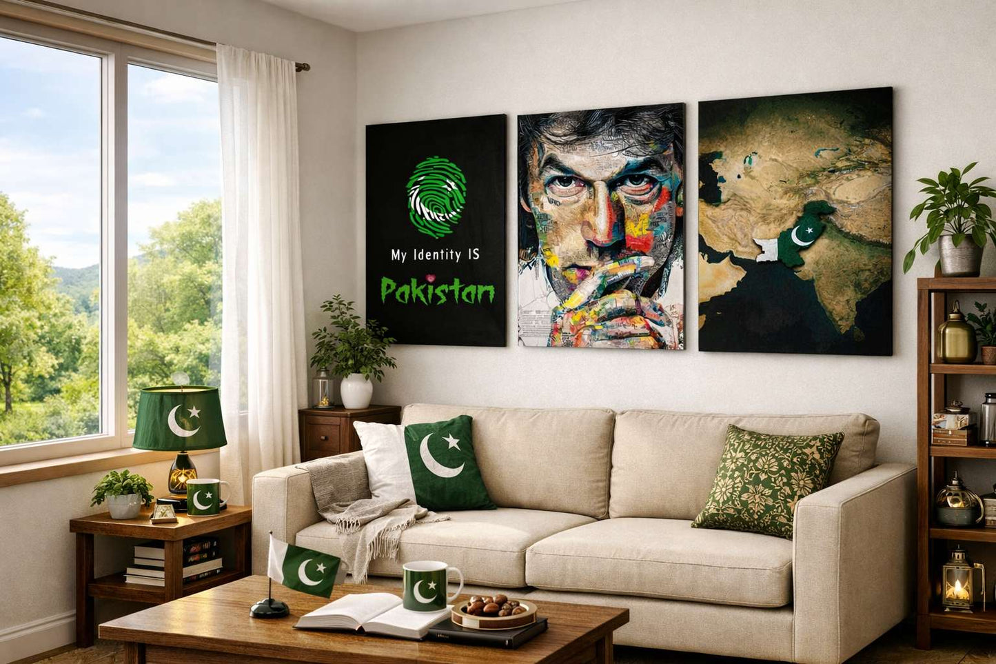 Set of 3 Pakistan Patriot & Imran Khan Premium MDF Wall Art Photo Tiles (8x11 Inches)
