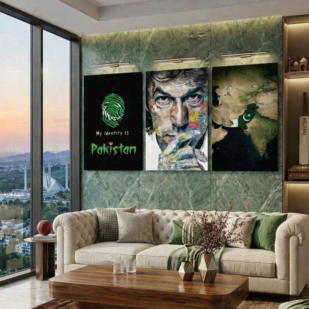 Set of 3 Pakistan Patriot & Imran Khan Premium MDF Wall Art Photo Tiles (8x11 Inches)