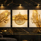 Modern 3-Piece Islamic Wall Decor Set - High-Definition Photo Tiles for Home & Office