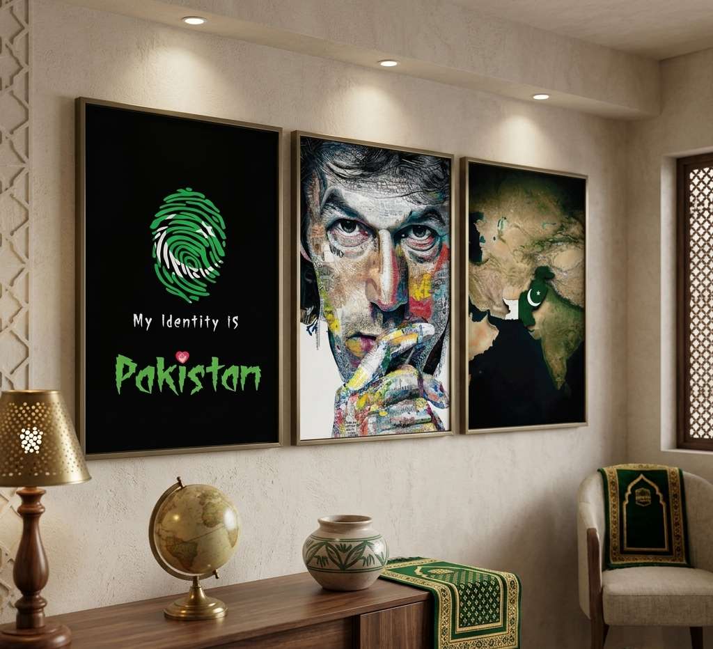 Set of 3 Pakistan Patriot & Imran Khan Premium MDF Wall Art Photo Tiles (8x11 Inches)