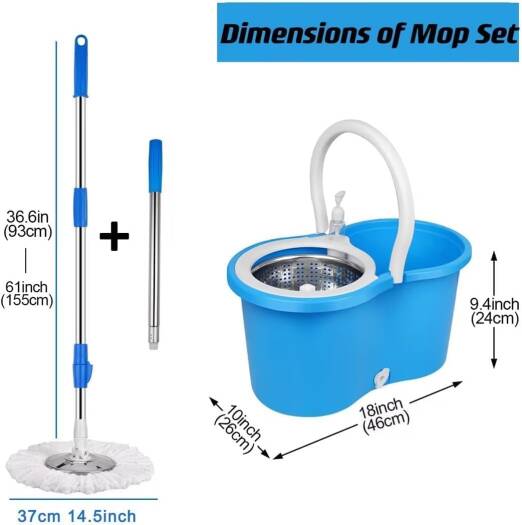 Carevix 360° rotating spin mop set with microfiber head and stainless steel dryer basket for heavy-duty floor cleaning.