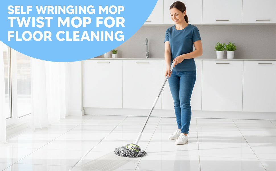 Royal's Super Absorbent Twist Mop – Heavy Duty Floor Cleaner with Built-in Scrubber