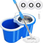 Carevix 360° rotating spin mop set with microfiber head, stainless steel dryer basket, heavy-duty floor cleaning system.