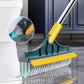 Carevix heavy-duty floor scrubber with 120° triangular rotating head and built-in squeegee for deep corner and gap cleaning.